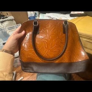 Valentina Italian Brown Embossed Leather Handbag